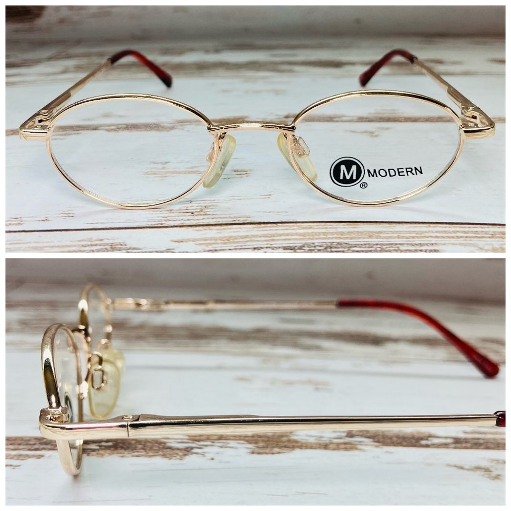 Modern Kids Golden Oval Eyeglasses Glasses Frames NWOT